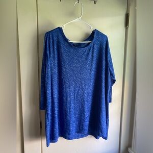 Basic Editions 2X Mid Sleeve Blue Tunic Top
